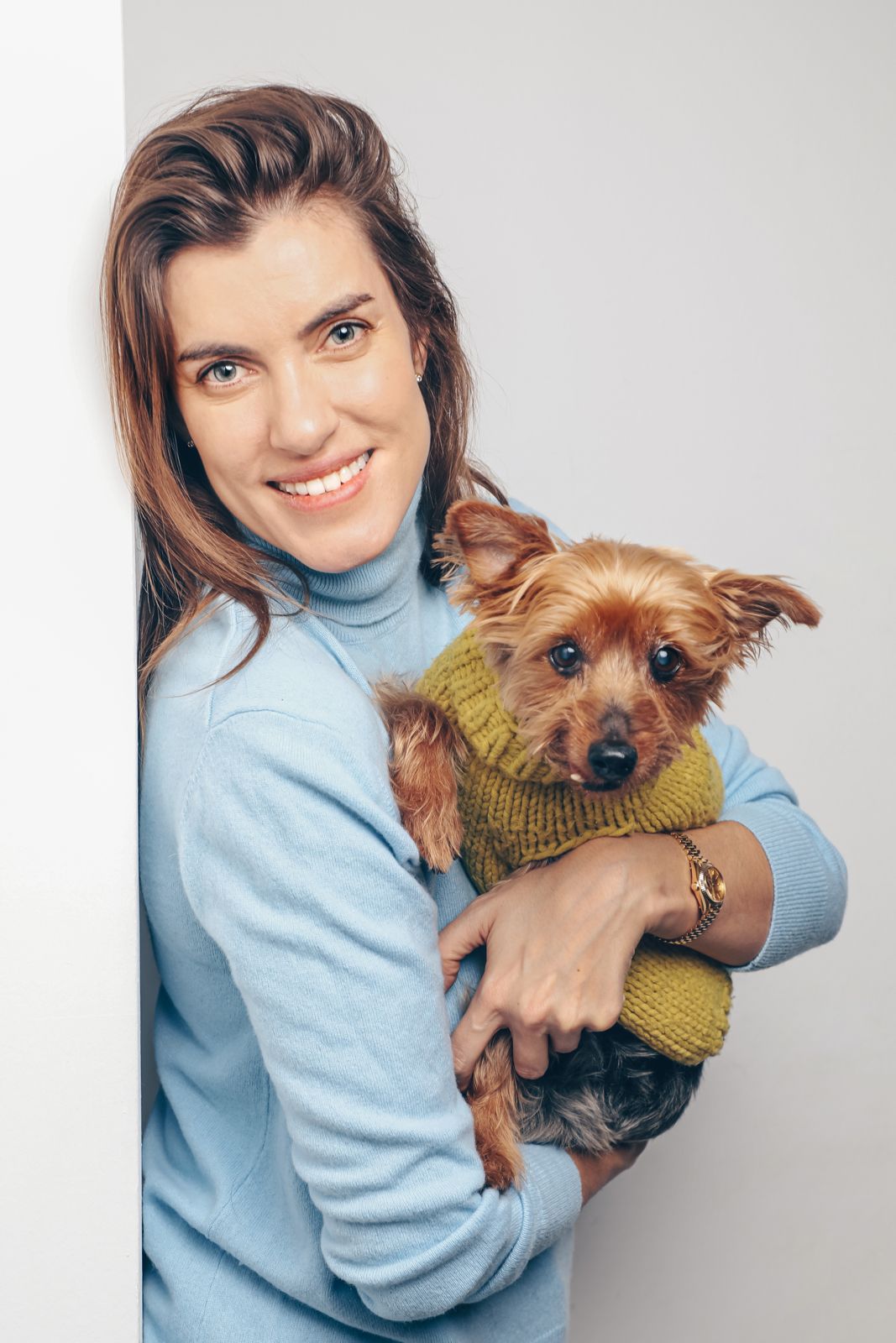 Katrina Graue, CEO of PawPro, with a happy healthy dog showcasing natural premium dog supplements